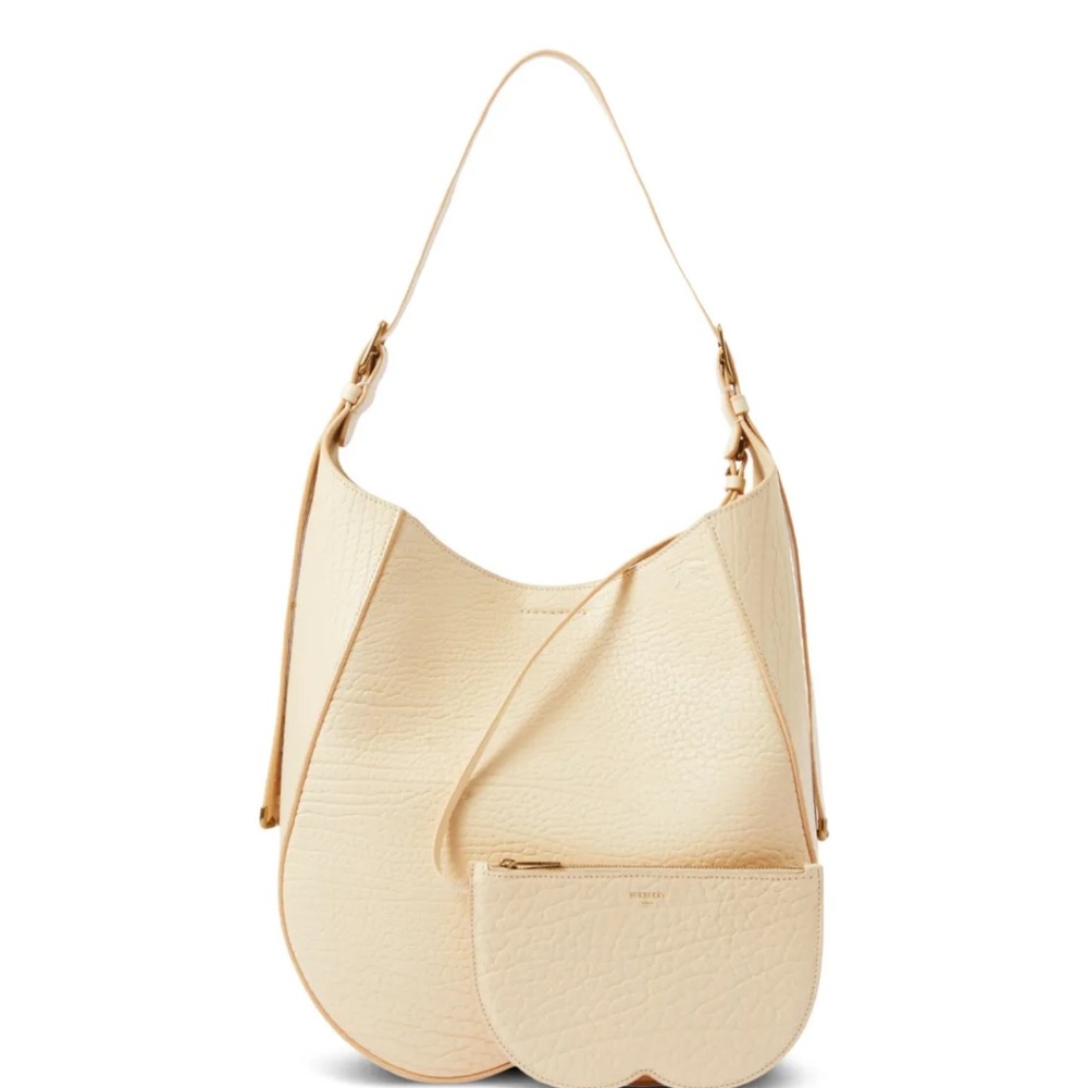 Burberry chess leather shoulder bag medium hobo with detachable zip pouch
